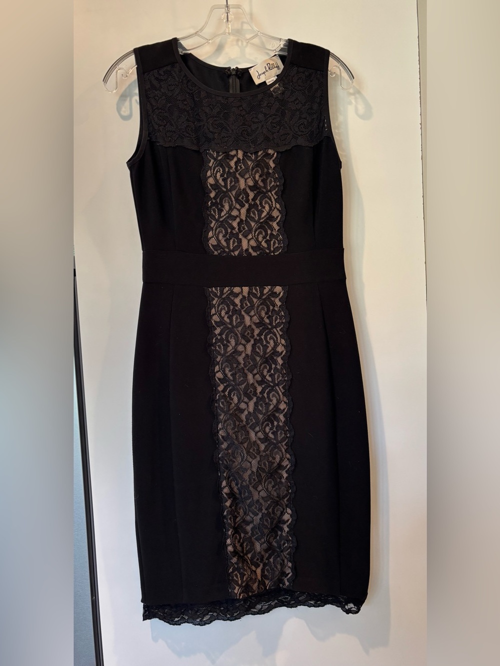 Joseph Ribkoff Women's Laced Sleeveless Sheath Dress Black Nude Size 6